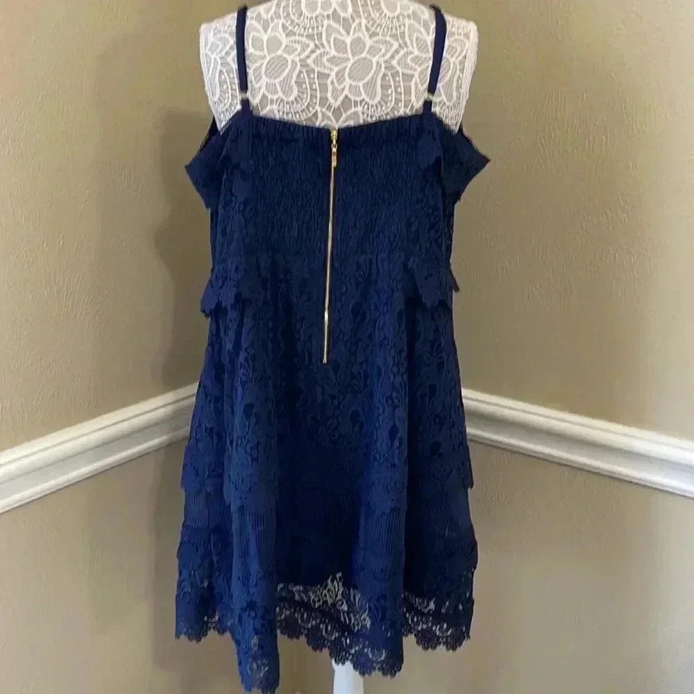 NWTs Navy Blue Scalloped Lace Dress Size XL - Picture 5 of 11